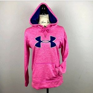 Under Armour women's top pink and blue hoodie fleece size large